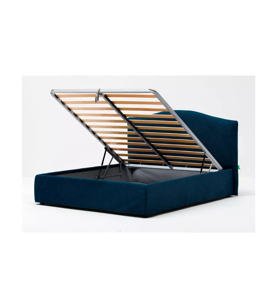 LETTO MATRIMONIALE CONTENITORE "HILL" BLU 160X190 CM